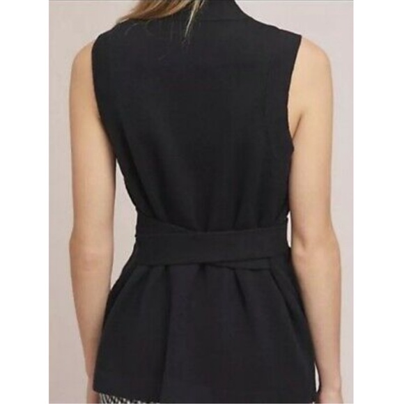 By Anthropologie sleeveless knit pullover sweater with pockets tie waist Large - Picture 2 of 6